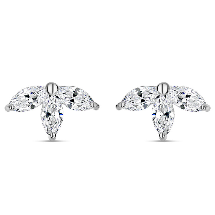 Bristol Cubic Zirconia Marquise Fan Cluster Earrings