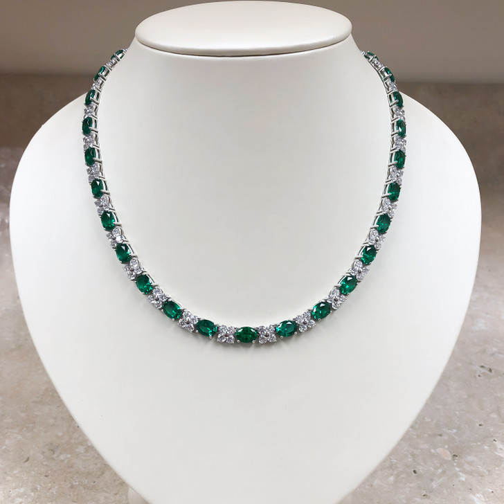 2mm Green Sterling Silver Tennis Choker Necklace | Classy Women Collection