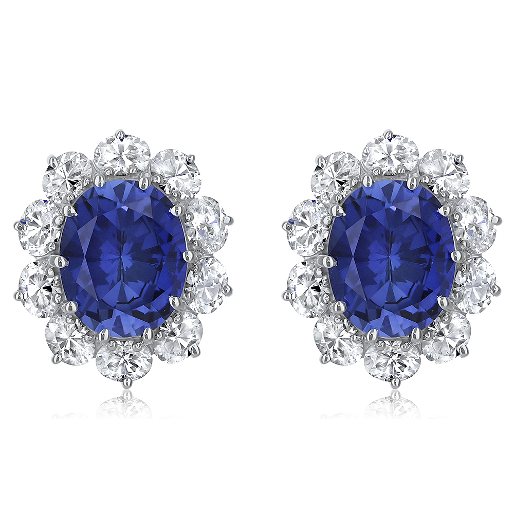 Oslo 3.5 Carat Oval with CZ Ovals Cluster Earrings, 10.0 Ct TW Oslo 3.5 Carat Oval with CZ Ovals Cluster Earrings, 10.0 Ct TW