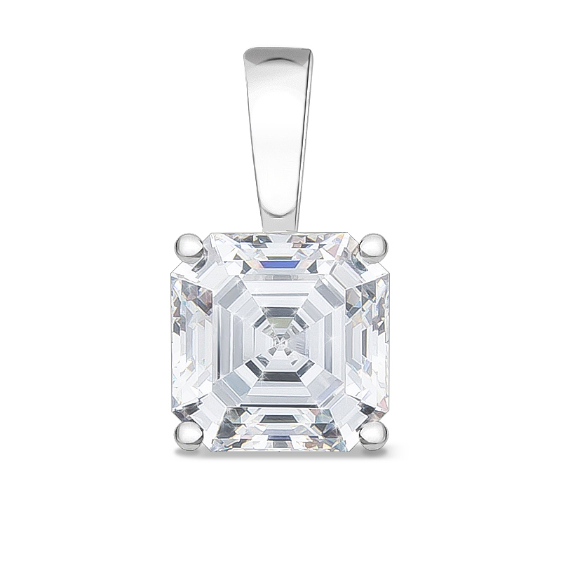 SALE: 2.5 Carat Allure Asscher CZ Solid Bail Solitaire Pendant SALE: 2.5 Carat Allure Asscher CZ Solid Bail Solitaire Pendant