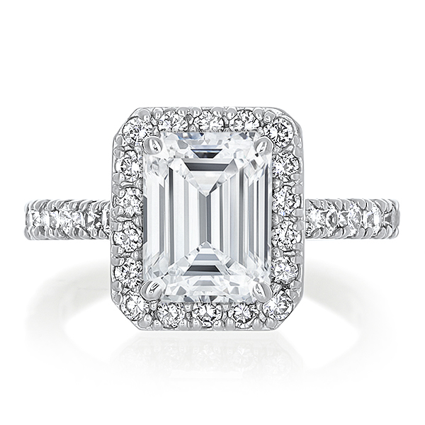 Brenina Classic Emerald Cut CZ Halo Solitaire Engagement Ring Brenina Classic Emerald Cut CZ Halo Solitaire Engagement Ring