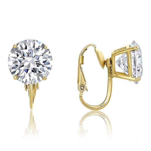 Basket Set Round CZ Stud Earrings with Non Pierced Button Style Clip Basket Set Round CZ Stud Earrings with Non Pierced Button Style Clip