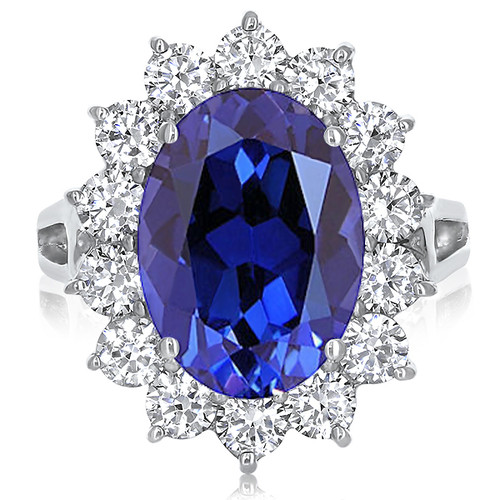 Diana Oval with Halo Rounds Cluster CZ Ring - Mystique of Palm Beach