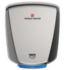 World Dryer VERDEdri Q-973A2 Brushed Stainless Steel electric hand dryer has a single port nozzle