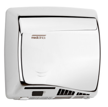 SPEEDFLOW Series M06AC Automatic Stainless Steel Bright Hand Dryer from Saniflow - High Speed, ADA compliant, Universal Voltage, Surface Mounted Design