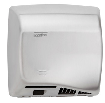 SPEEDFLOW Series M06ACS Automatic Stainless Steel Satin Hand Dryer from Saniflow - High Speed, ADA compliant, Universal Voltage, Surface Mounted Design