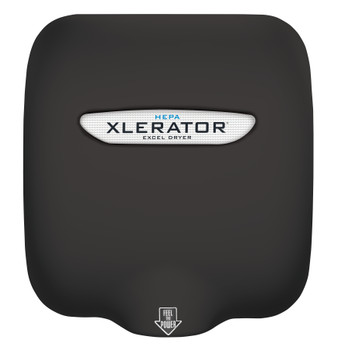 Excel HEPA Xlerator XL-SP-H Raven Black hand dryer. Sometimes also called the XL-BL-H