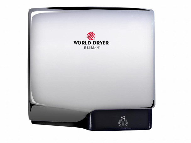 World Dryer SLIMdri L-970 Aluminum Polished Chrome Cover, Surface Mounted ADA Compliant Universal Voltage Hand Dryer