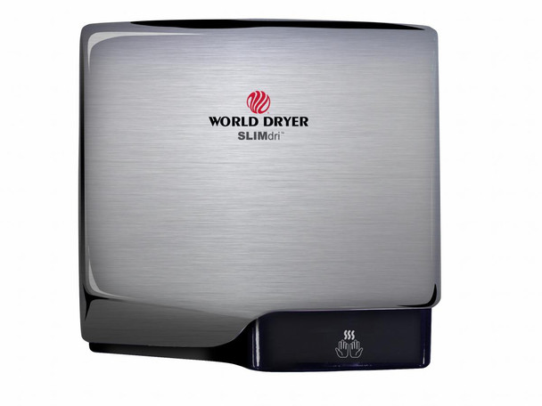 World Dryer SLIMdri L-973 Brushed Stainless Steel Chrome Cover, Surface Mounted ADA Compliant Universal Voltage Hand Dryer