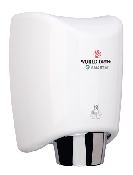 World Dryer K-974 SMARTdri Hand Air Dryer - Automatic White Aluminum Cover Surface Mounted hand dryer with multi-port nozzle