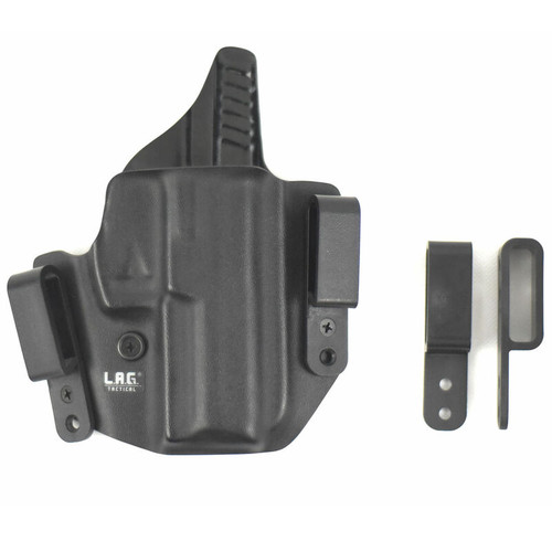 LAG Tactical Defender Series OWB/IWB Holster for S&W Shield 9 EZ ONLY Right Hand Draw Kydex Construction Matte Black Finish [FC-811256020618]