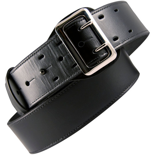 Boston Leather 6501 Fully Lined Sam Browne Leather Belt 34" Chrome Buckle Brass Snaps Plain Leather Black 6501-1-34 [FC-20-6501-1-60]