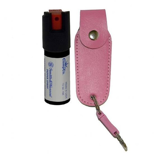 S&W Pepper Spray .5 Ounce Keychain Attachement Leathr Pouch Pink 1203P [FC-024718001012]