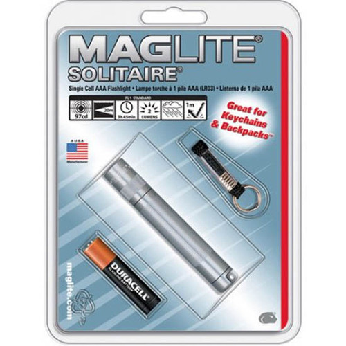 MagLite Solitaire Flashlight Incandescent 1.5 volts 2 lumens AAA 1-Cell Gray [FC-038739212531]