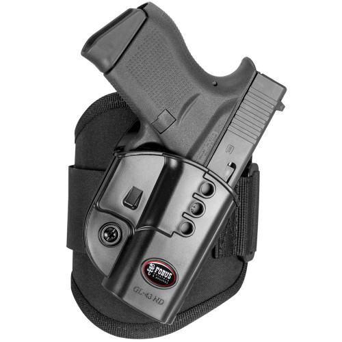 Fobus Ankle Holster for Glock 43 Right Hand Draw Polymer Shell/Cordura Pad with Velcro Strap Matte Black Finish [FC-676315034452]