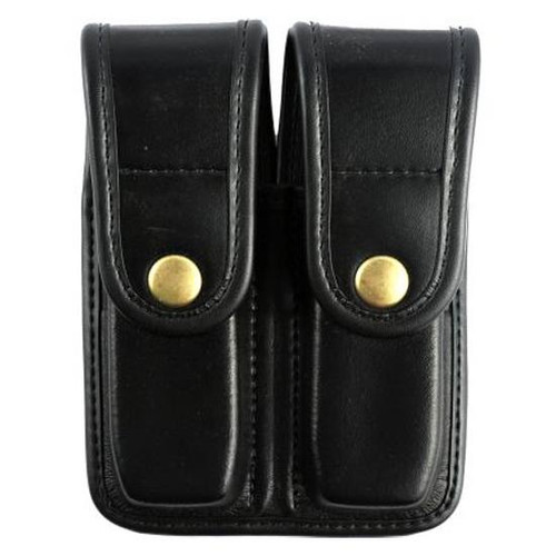 Bianchi Model 7902 AccuMold Double Magazine Pouch Chrome Snap Size 4 Leather Plain Black 22084 [FC-013527220844]