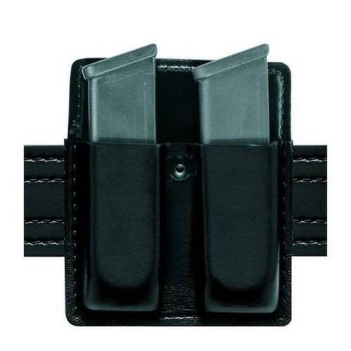 Safariland Model 75 Double Magazine Pouch No Flaps Size 4 Beretta/Browning/HK/Ruger/SIG Sauer/S&W/Springfield/Walther 2.25" Duty Belt Width Vertical Belt Slot Safarilaminate Hi Gloss Black 75-76-9 [FC-781602376488]