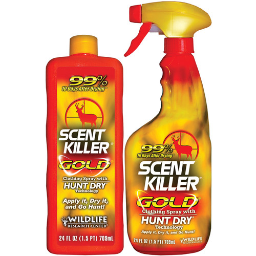 Wildlife Research Center Scent Killer Gold Spray Odorless Formula 24 Fluid Ounce Spray Bottle with 24 Fluid Ounce Liquid Refill Bottle 1259 [FC-024641012598]