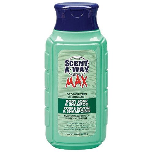 Hunters Specialties Scent-A-Way Max Deodorizing Body Soap and Shampoo 12 Ounce Squeeze Bottle 07755 [FC-021291077557]