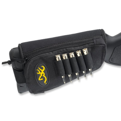 Browning Stock Option Rifle 5 Round Ammunition Holder and Zippered Pouch Hook and Loop Attachment Synthetic Black [FC-023614496373]