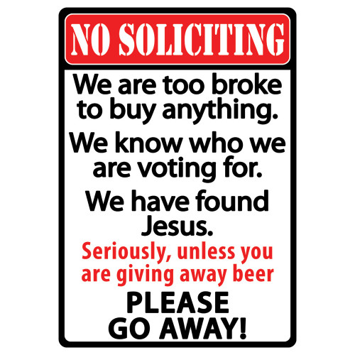Rivers Edge Products "No Soliciting" Tin Sign 12"x17" 1494 [FC-643323149409]