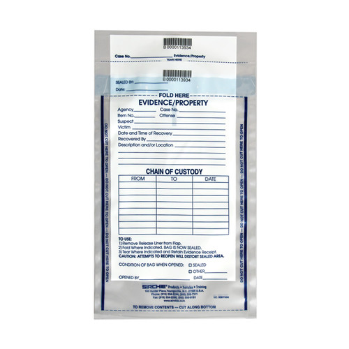Sirchie Integrity Evidence Bags 7.5" X 10.5" 3.2 Mil Thickness Tamperproof Seal Individually Numbered IEB7500 [FC-20-SIR-IEB7500]