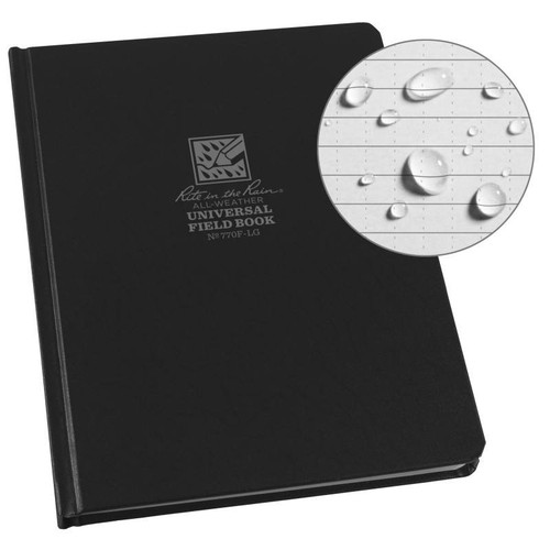 Rite in the Rain All-Weather Hard Cover Book 6.75" x 8.75" Waterproof Notebook Black [FC-632281077022]