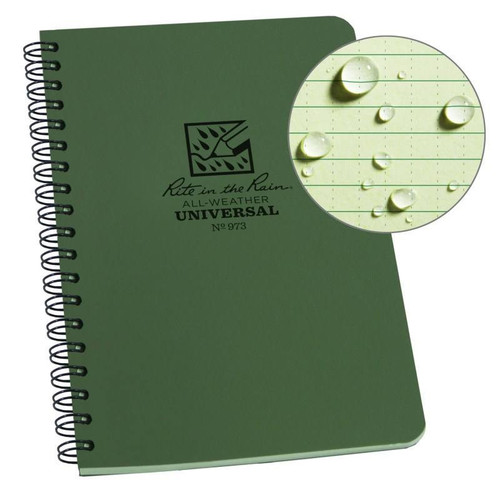 Rite in the Rain All-Weather Spiral Notebook 4.875" x 7" Waterproof Green [FC-632281097303]