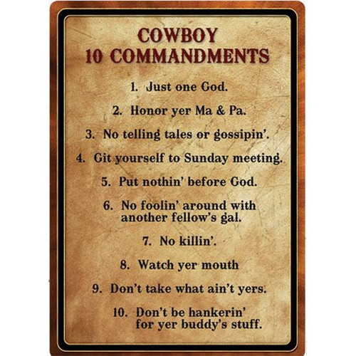 River's Edge Products Large "Cowboy 10 Commandments" Sign Steel 12 x 17 Inches 1529 [FC-643323152904]