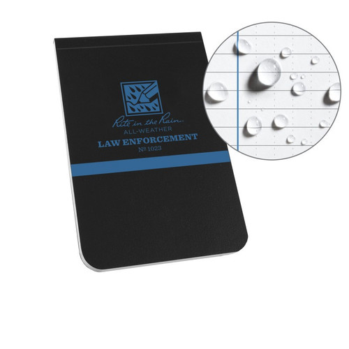 Rite in the Rain Thin Blue Line All-Weather Notebook 3" x 5" Waterproof Black [FC-632281101147]