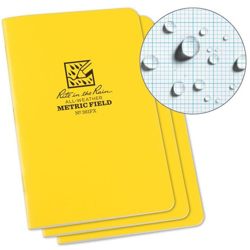 Rite in the Rain All-Weather Stapled Notebook 4.625" x 7" Polydura Yellow 3 Pack [FC-632281361190]