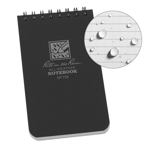 Rite in the Rain All-Weather Notebook 3" x 5" Waterproof Polydura Black [FC-632281735113]