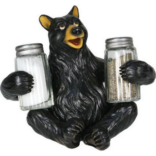 River's Edge Products Bear Holding Salt And Pepper Shaker Set Glass 546 [FC-643323546000]