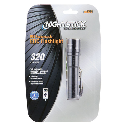 NightStick USB-320 EDC Flash Light 320 Lumens CREE LED White Light USB Rechargeable Battery Matte Black [FC-017398806015]