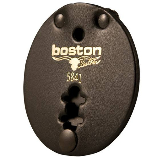 Boston Leather 5841 Round Clip On Badge Holder 3.75" Round Spring Steel Belt Clip Leather Plain Finish Black 5841-1 [FC-192375128981]