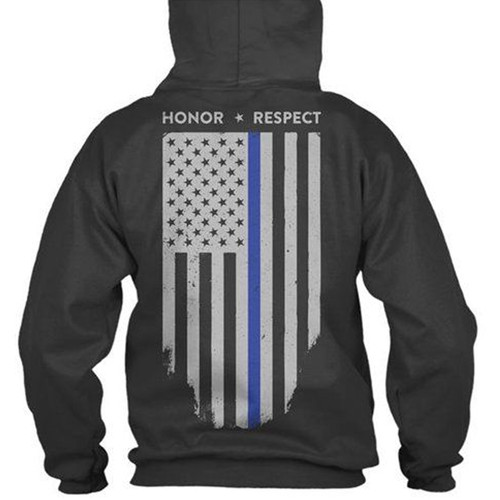 Thin Blue Line Hoodie Honor/Respect TBL Flag [FC-691965268194]