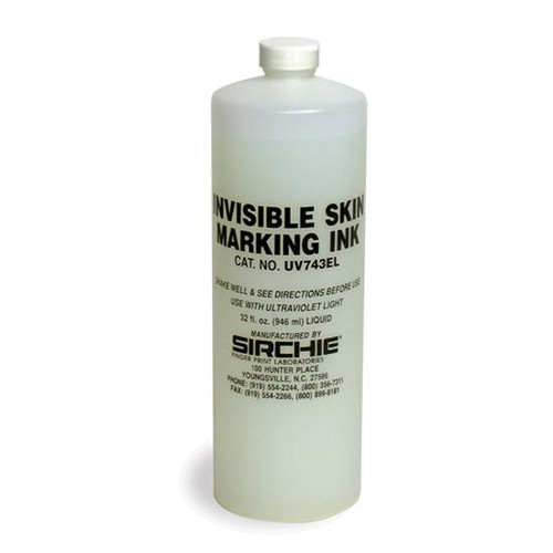 Sirchie Invisible Skin Marking Ink Visible Under UV Light 32 Ounce Bottle UV743EL [FC-201802014008]
