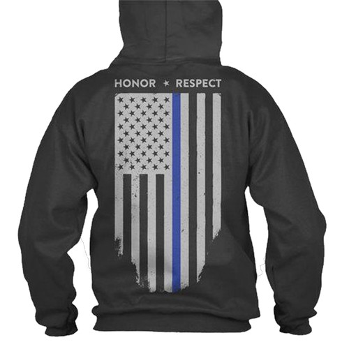 Thin Blue Line Flag Hoodie Honor Respect [FC-691965268217]