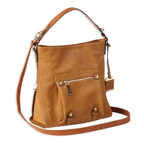 Bulldog Cases ANNA Hobo Style Purse With Conceal Carry Holster; Cognac Color [FC-672352011494]
