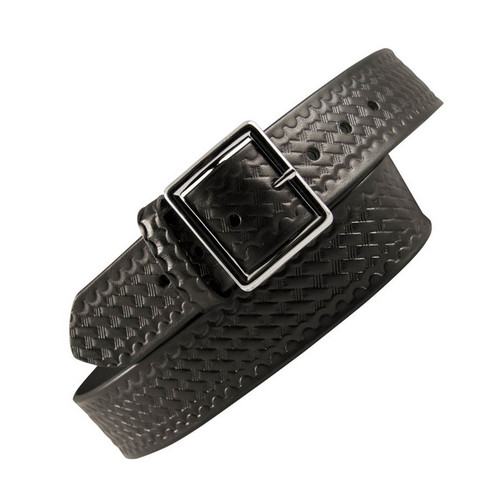 Boston Leather Garrison Belt Value Line 1.75" 44" Waist Nickel Buckle Leather Basket Weave Black 6605-3-44 [FC-192375134821]