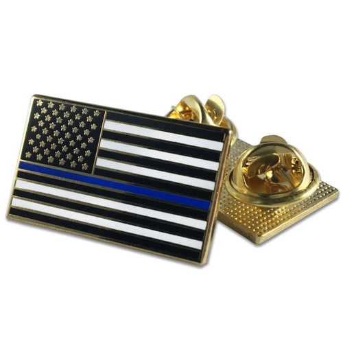 Thin Blue Line American Flag Pin Double Clutch [FC-704438924203]