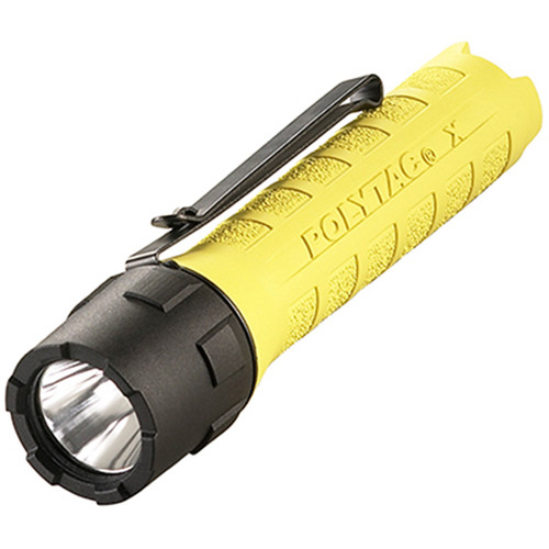 Streamlight PolyTac X 600 Lumen Tactical White LED Flashlight Multi-Fuel Compatible Ten-Tap Programming Removable Pocket Clip Nylon Polymer Housing Yellow Finish [FC-080926886018]