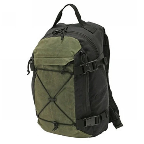 Grey Ghost Gear Throwback Backpack 15"x9"x6" Overall 850 Total Cubic Inches Waxed Canvas Black/OD Green [FC-810001170776]