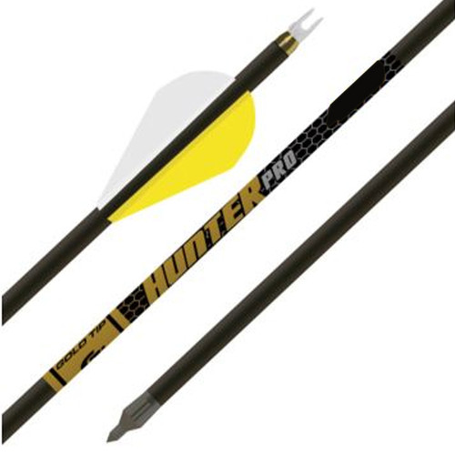 Gold Tip Hunter Pro Series Arrow 32" Shaft 340 Spine Push In Nocks 2" Vanes Smart Carbon Technology Black 6 Pack [FC-791331876074]