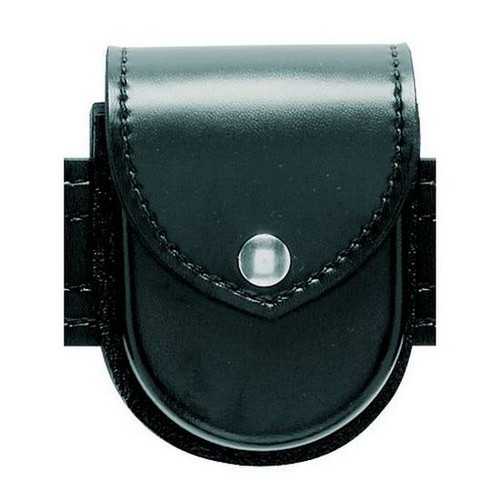 Safariland Model 290H Double Hinged Handcuff Pouch Leather-Look Synthetic Basket Weave hidden Snap Black [FC-781602495813]