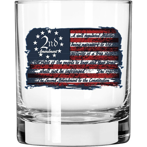 2 Monkey Trading Lucky Shot USA 2nd Amendment Flag Whiskey Glass [FC-834954098697]