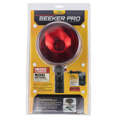 Cyclops Seeker Pro Spotlight 1500 Lumens Halogen Bulb 12 VDC Car Plug Switch on Handle Polymer Black [FC-888151015827]