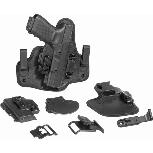 Alien Gear ShapeShift Starter Kit Springfield XD with 4" Barrel Modular Holster System IWB/OWB Multi-Holster Kit Right Handed Polymer Shell and Hardware with Synthetic Backers Black [FC-193858309934]
