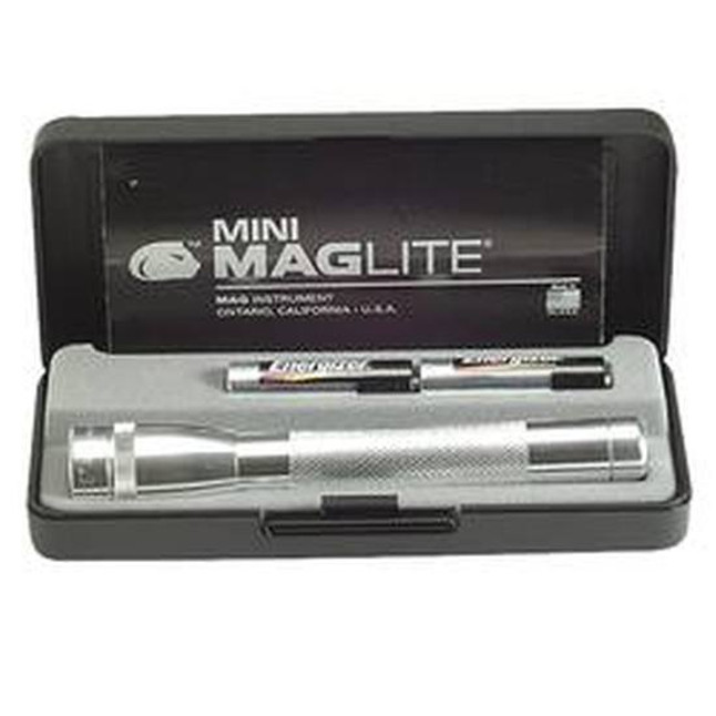 Maglite Mini Maglite High Intensity Krypton Flashlight 14 Lumens 2x AA Batteries Twist Switch Aluminum Body Silver M2A10L [FC-038739033228]