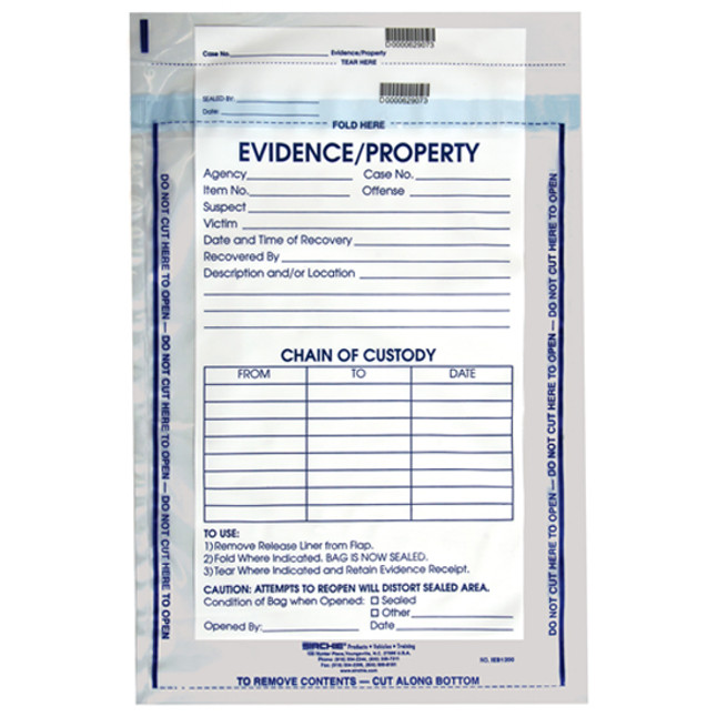 Sirchie Integrity Evidence Bags 3.2 Mil Thickness Tamperproof Seal Individually Numbered IEB1200 [FC-20-SIR-IEB1200]